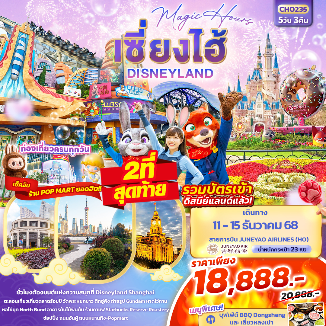 Magic Hours เซี่ยงไฮ้ Disneyland 5วัน 3คืน