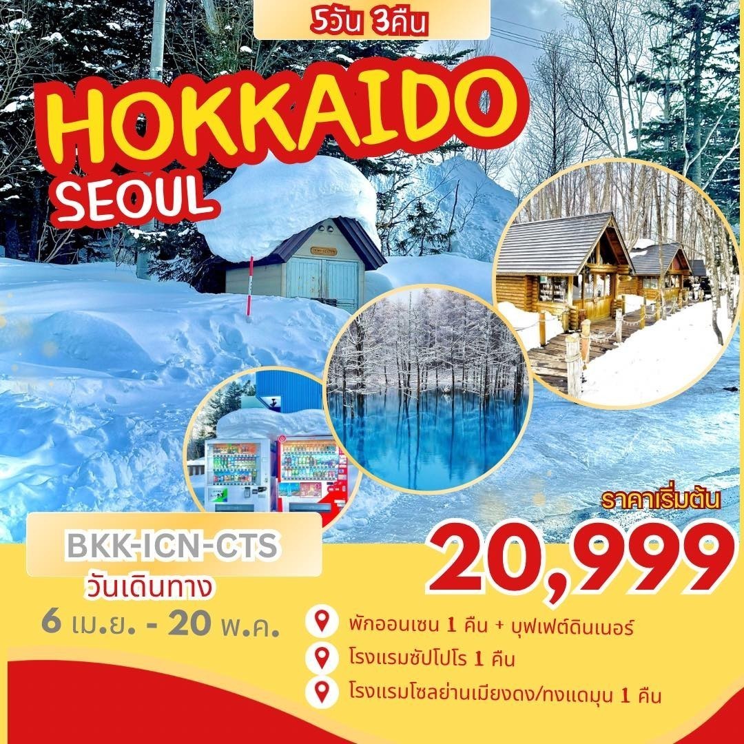 ทัวร์ญี่ปุ่น HOKKAIDO-SEOUL 5วัน 3คืน (7C)